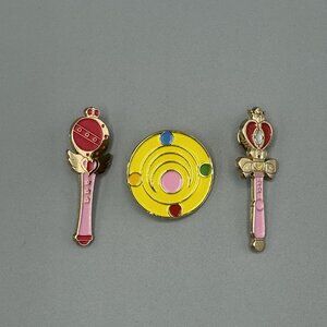 Sailor Moon Icon Symbols Pin Lot Of 3 Moon Rod Brooch New Open Box